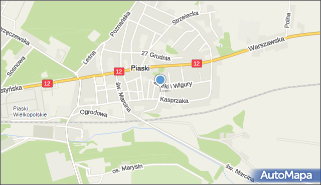 Piaski powiat gostyński, Plac Wolności, mapa Piaski powiat gostyński