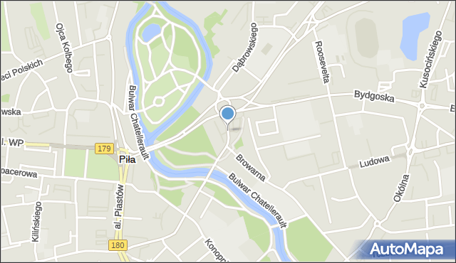 Piła, Plac Powstańców Warszawy, mapa Piły