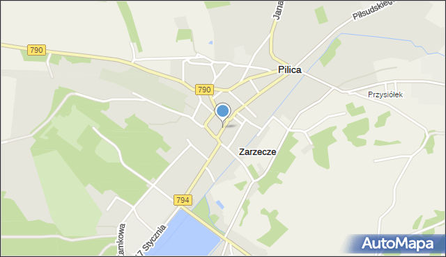 Pilica powiat zawierciański, Plac Mickiewicza Adama, mapa Pilica powiat zawierciański