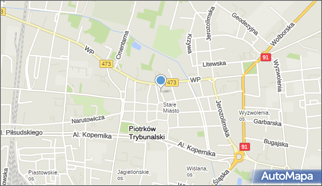 Piotrków Trybunalski, Plac Czarnieckiego Stefana, hetm., mapa Piotrków Trybunalski