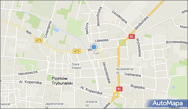 Piotrków Trybunalski, Plac Zamkowy, mapa Piotrków Trybunalski