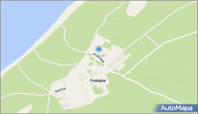 Poddąbie, Plażowa, mapa Poddąbie