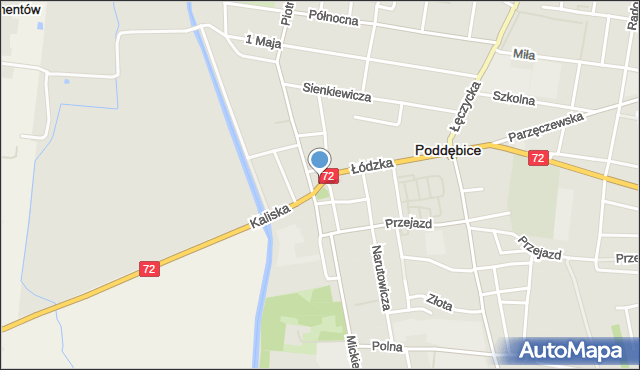 Poddębice, Plac Kościuszki Tadeusza, gen., mapa Poddębice