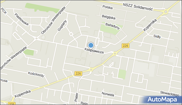 Pruszcz Gdański, Plac Popiełuszki Jerzego, bł. ks., mapa Pruszcz Gdański