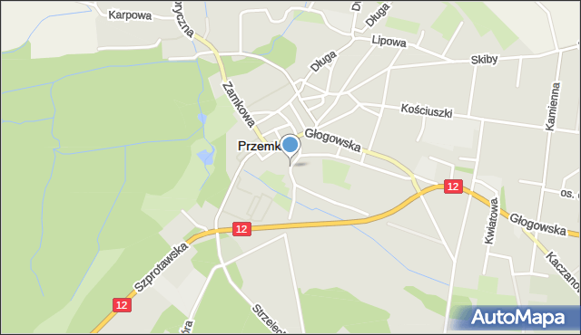 Przemków, Plac Kościelny, mapa Przemków