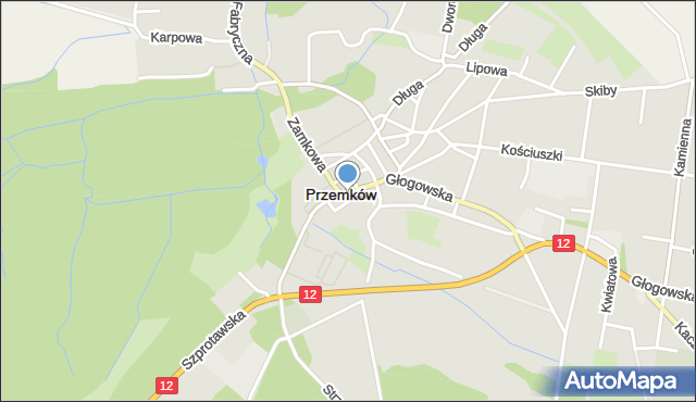 Przemków, Plac Wolności, mapa Przemków