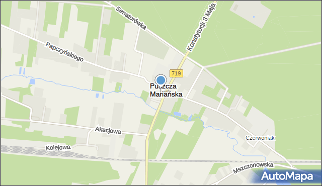 Puszcza Mariańska, Plac Kościuszki Tadeusza, gen., mapa Puszcza Mariańska