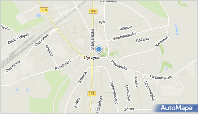 Pyrzyce, Plac Wolności, mapa Pyrzyce