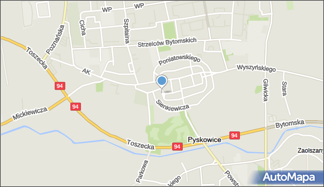 Pyskowice powiat gliwicki, Plac Miarki Karola, mapa Pyskowice powiat gliwicki