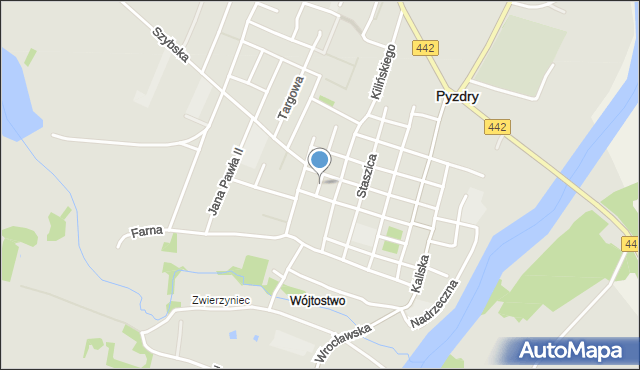 Pyzdry, Plac Sikorskiego Władysława, gen., mapa Pyzdry