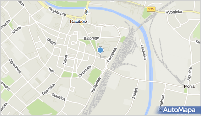 Racibórz, Plac Dworcowy, mapa Racibórz
