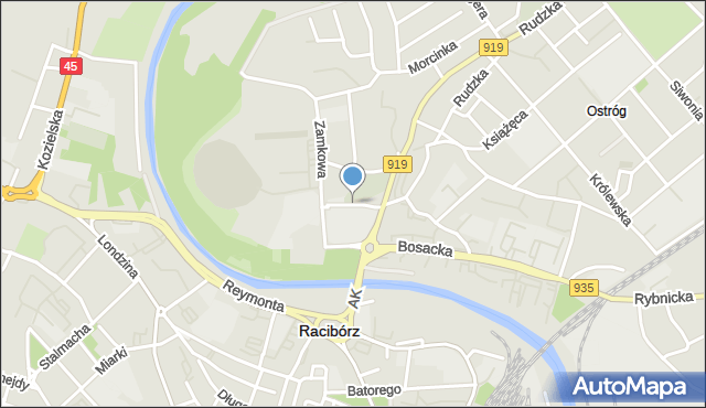 Racibórz, Plac Okrzei Stefana, mapa Racibórz