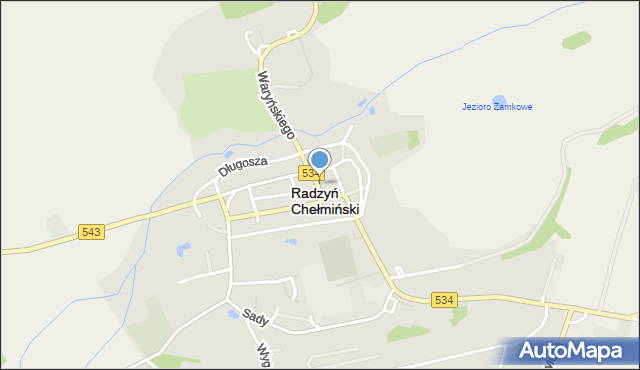 Radzyń Chełmiński, Plac Towarzystwa Jaszczurczego, mapa Radzyń Chełmiński