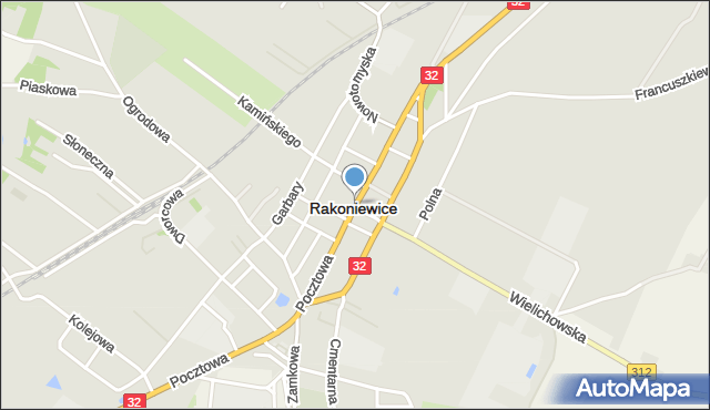 Rakoniewice, Plac Powstańców Wielkopolskich, mapa Rakoniewice