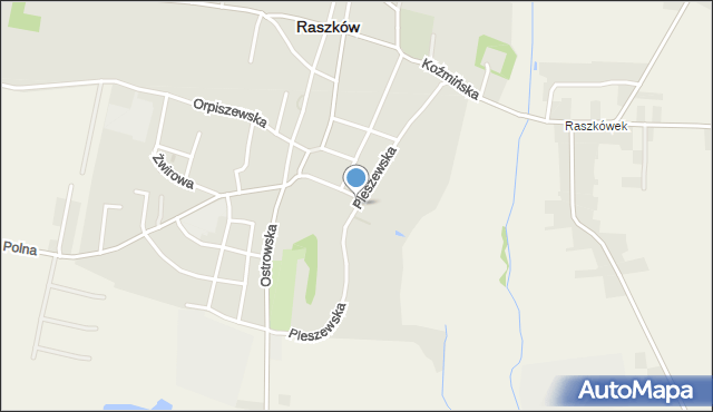 Raszków powiat ostrowski, Pleszewska, mapa Raszków powiat ostrowski