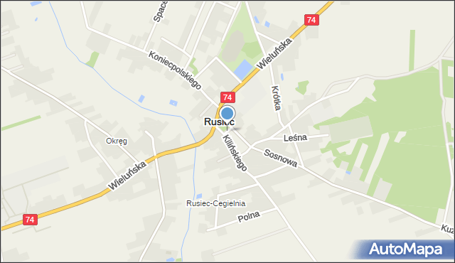 Rusiec powiat bełchatowski, Plac Jana Pawła II, mapa Rusiec powiat bełchatowski