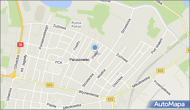 Rybnik, Plater Emilii, mapa Rybnika