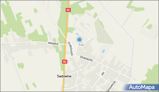 Sadowne, Plac Kościelny, mapa Sadowne