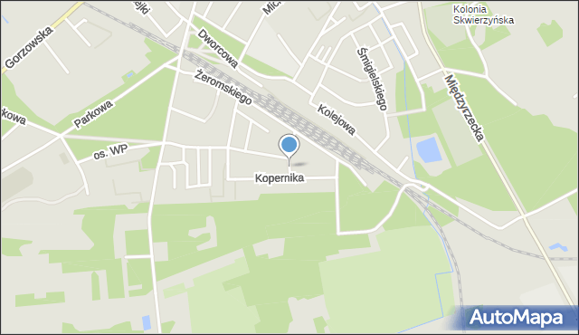 Skwierzyna, Plac Kościuszki Tadeusza, gen., mapa Skwierzyna