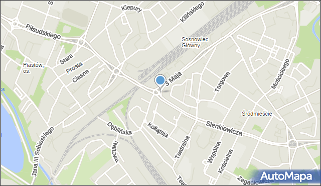 Sosnowiec, Plac Ćwierka Konstantego, mapa Sosnowca