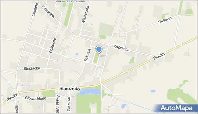 Staroźreby, Plac Bojowników, mapa Staroźreby