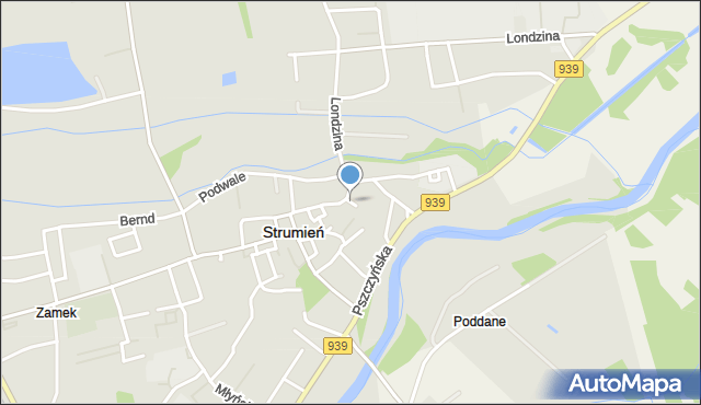 Strumień powiat cieszyński, Plac św. Krzyża, mapa Strumień powiat cieszyński