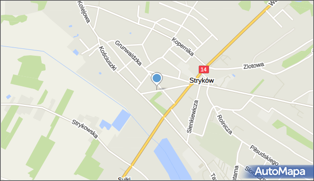 Stryków powiat zgierski, Plac Łukasińskiego Waleriana, mapa Stryków powiat zgierski