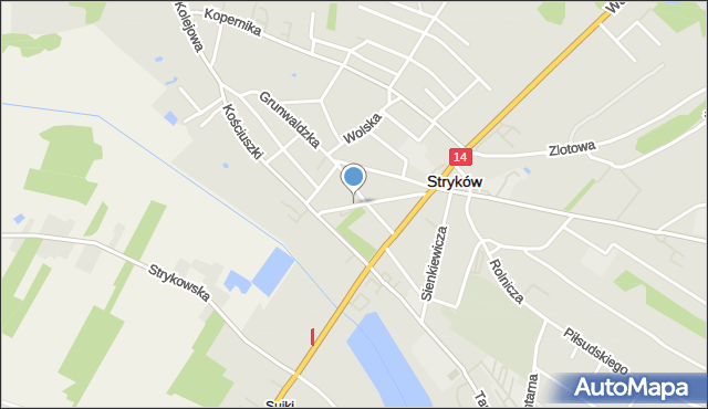 Stryków powiat zgierski, Plac Łukasińskiego Waleriana, mapa Stryków powiat zgierski