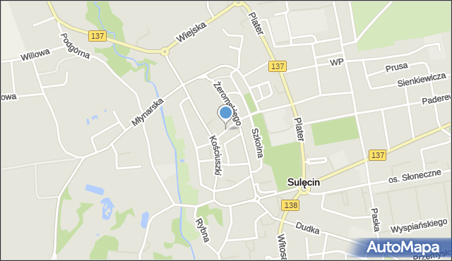 Sulęcin, Plac Kościelny, mapa Sulęcin
