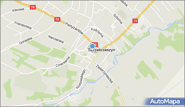 Szczebrzeszyn, Plac Kościuszki Tadeusza, gen., mapa Szczebrzeszyn