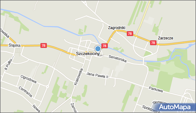Szczekociny, Plac Panny Marii, mapa Szczekociny