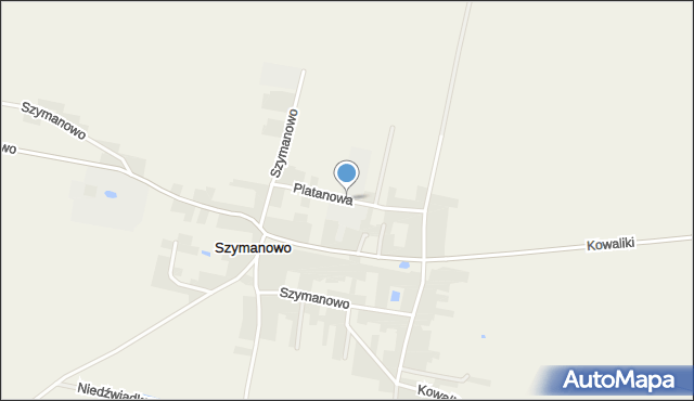 Szymanowo gmina Rawicz, Platanowa, mapa Szymanowo gmina Rawicz