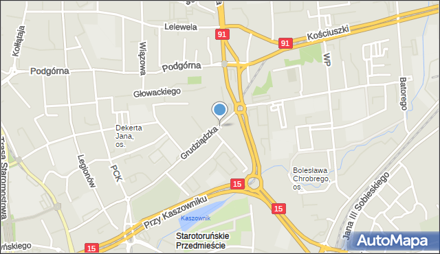 Toruń, Plac Zwycięstwa, mapa Torunia