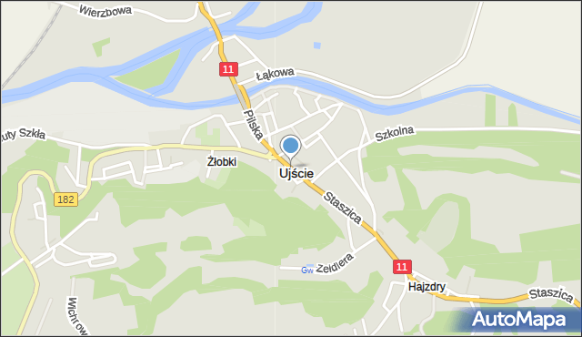 Ujście powiat pilski, Plac Wiosny Ludów, mapa Ujście powiat pilski