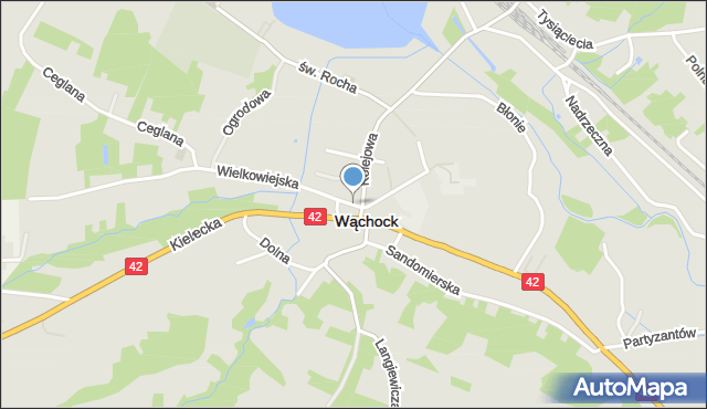 Wąchock, Plac Majora Ponurego, mapa Wąchock