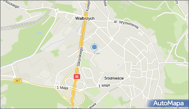 Wałbrzych, Plac Teatralny, mapa Wałbrzycha