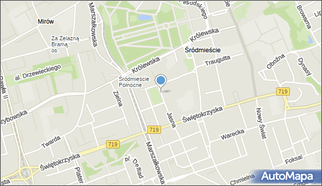 Warszawa, Plac Dąbrowskiego Henryka, gen., mapa Warszawy