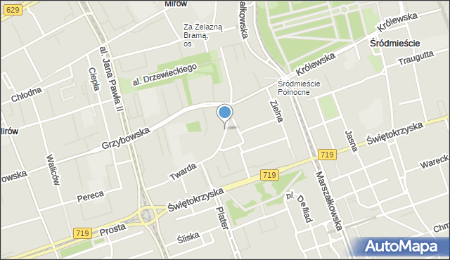 Warszawa, Plac Grzybowski, mapa Warszawy