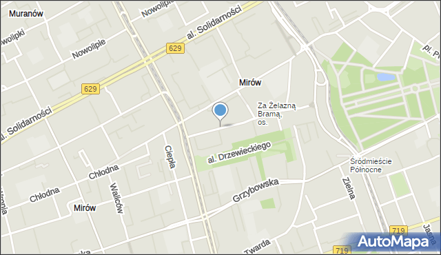 Warszawa, Plac Mirowski, mapa Warszawy