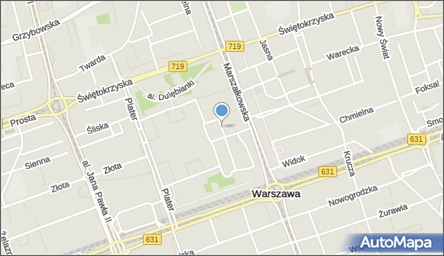 Warszawa, Plac Defilad, mapa Warszawy