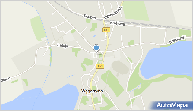 Węgorzyno, Plac 3 Maja, mapa Węgorzyno