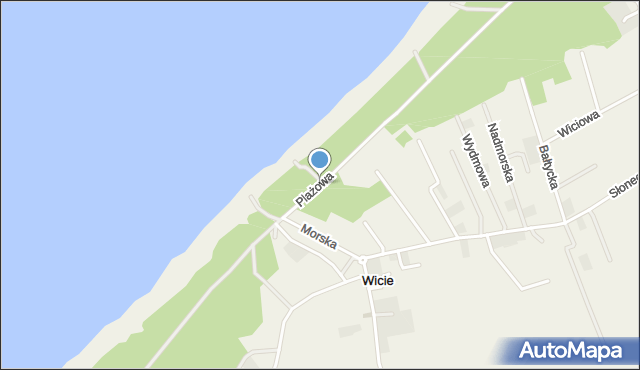 Wicie gmina Darłowo, Plażowa, mapa Wicie gmina Darłowo