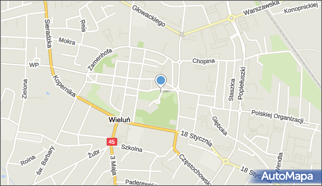 Wieluń, Plac Kazimierza Wielkiego, mapa Wieluń