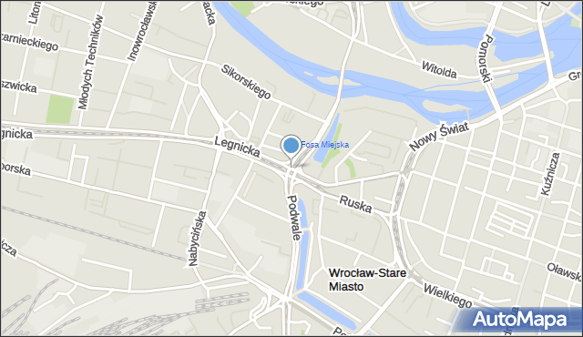 Wrocław, Plac Jana Pawła II, mapa Wrocławia