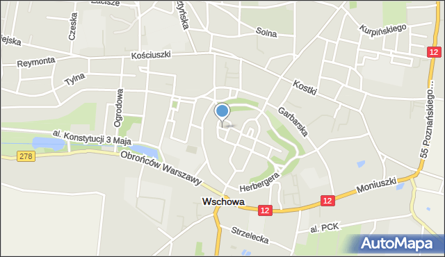 Wschowa, Plac Farny, mapa Wschowa