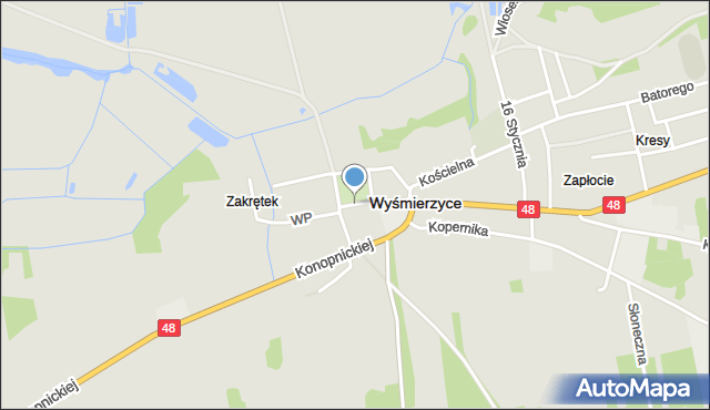 Wyśmierzyce, Plac Wolności, mapa Wyśmierzyce