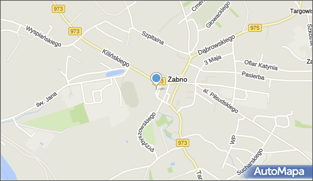 Żabno powiat tarnowski, Plac Grunwaldzki, mapa Żabno powiat tarnowski