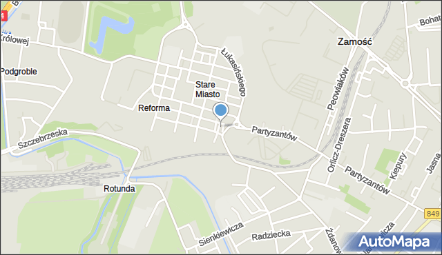 Zamość, Plac Wolności, mapa Zamościa