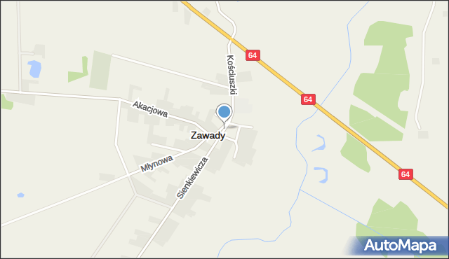 Zawady powiat białostocki, Plac Wolności, mapa Zawady powiat białostocki