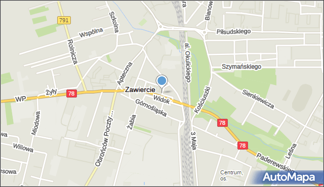 Zawiercie, Plac Dąbrowskiego Jarosława, gen., mapa Zawiercie